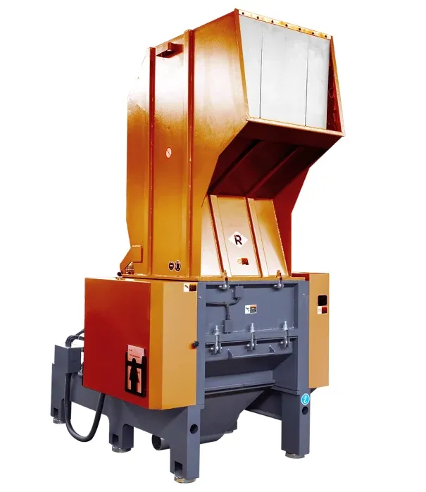 RHONG heavy-duty plastic granulator, orange and graphite machine